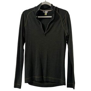 Smartwool Pullover Mens M Merino 250 Merino Wool 1/4 Zip Base Layer Green HOLES